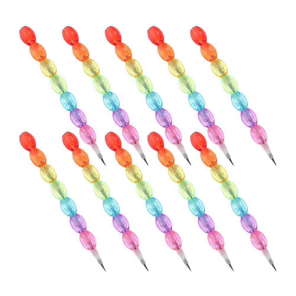 Assorted Color Stackable Design Pencils 10Pcs Tools For Kids Smooth Writing Experience