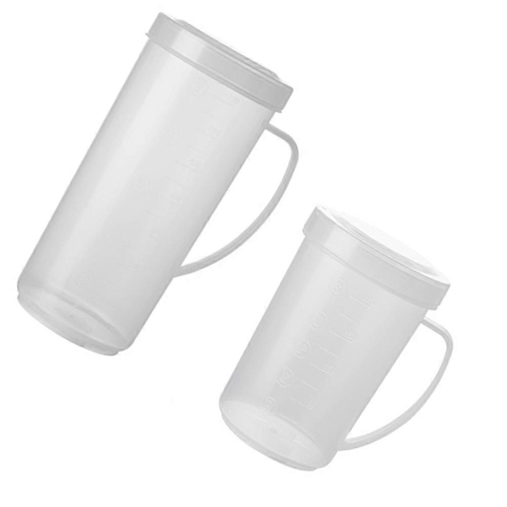 Plastic Measuring Cups with Scale for Storage Use 2Pcs White Kitchen Supply