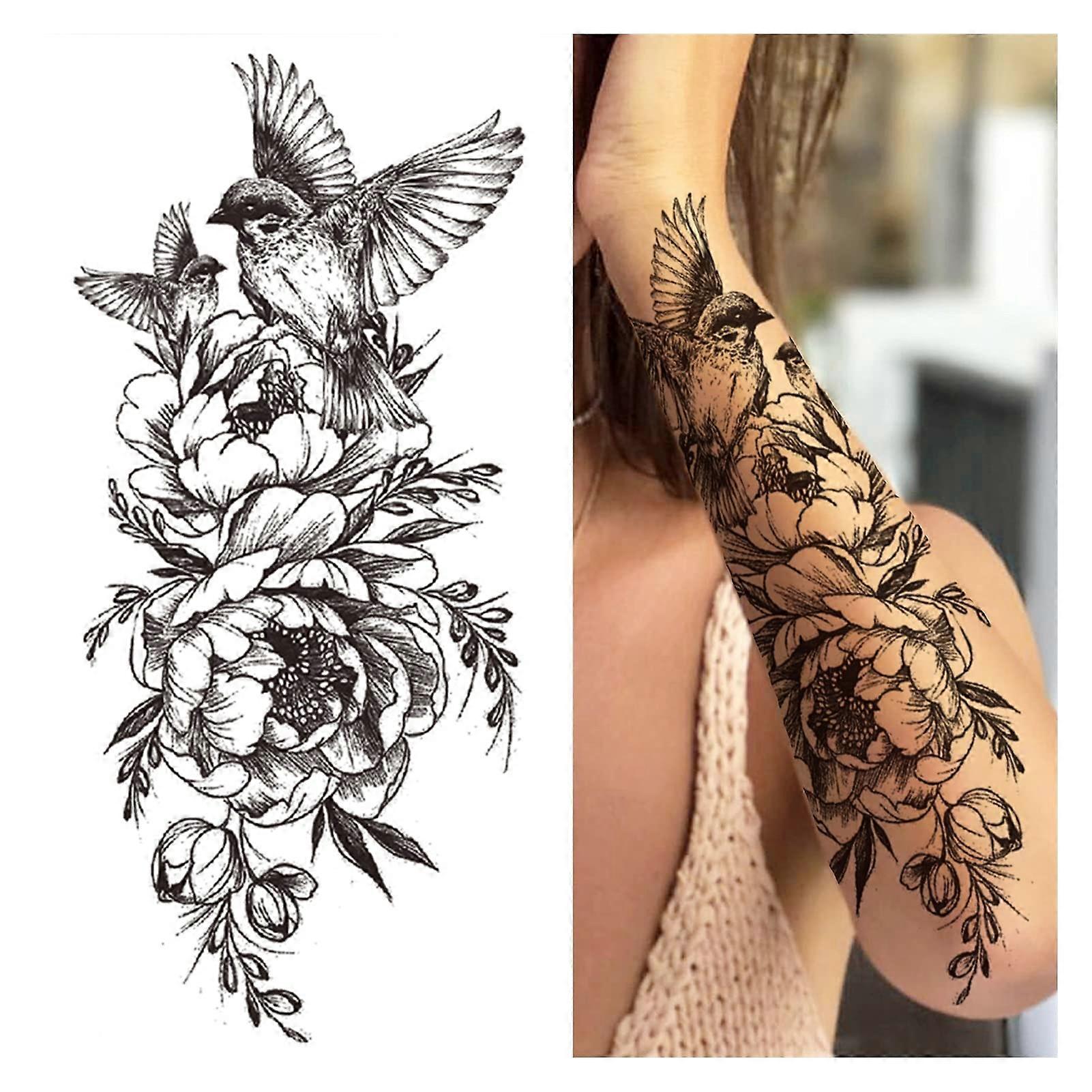 Waterproof Long Lasting Temporary Tattoos Black Forest Tiger Wolf Skull Body Art for Adults and Kids GXQB281