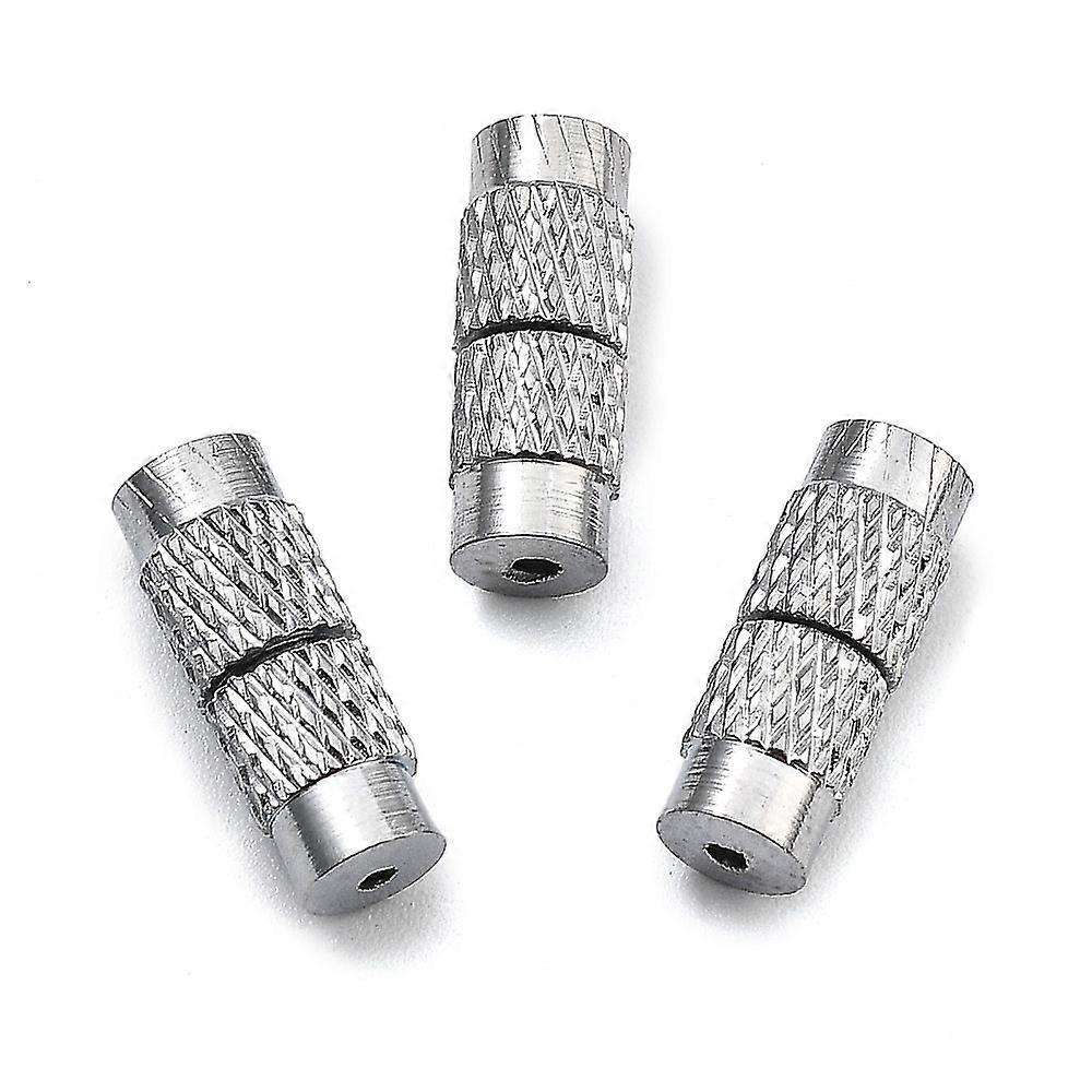 Column Brass Screw Clasps Platinum 11~12x4mm Hole: 1mm