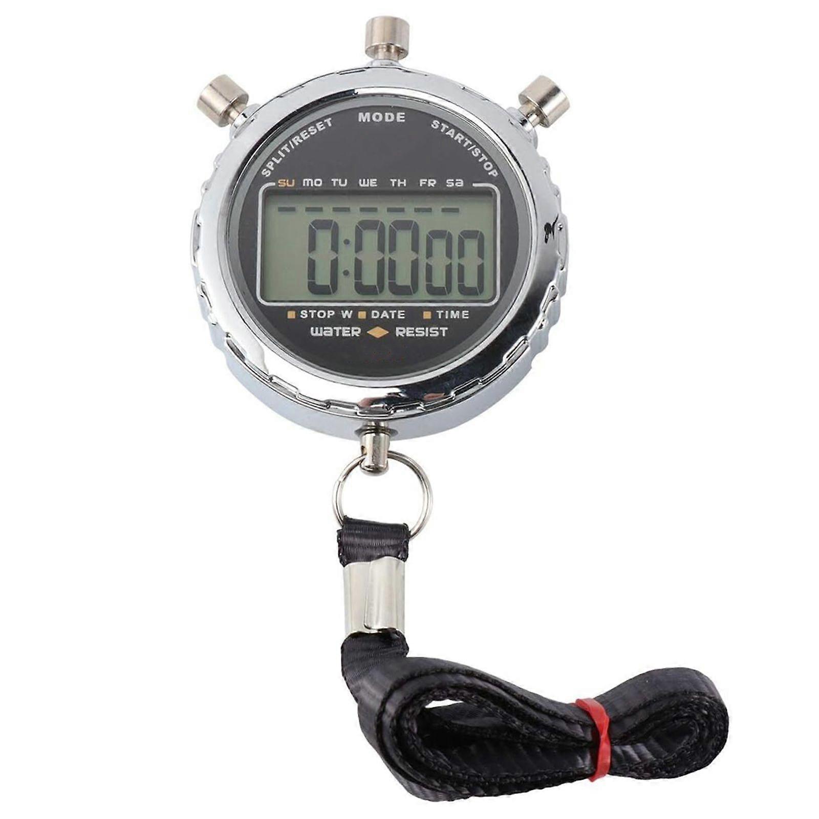 1PC Metal Electronic Stopwatch Waterproof Handheld LCD Chronograph Digital Timer