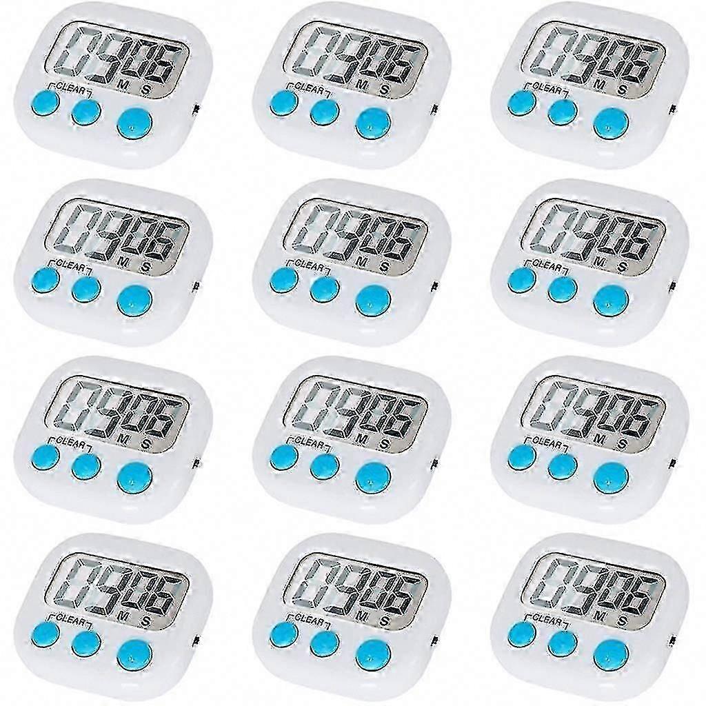 12 Pack Digital Kitchen Timer with On/Off Switch, Loud Alarm