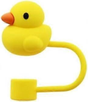 Straw Cover 10mm Silicone Duck Cap LeakProof Dustproof Reusable Yellow for Stanley Cup