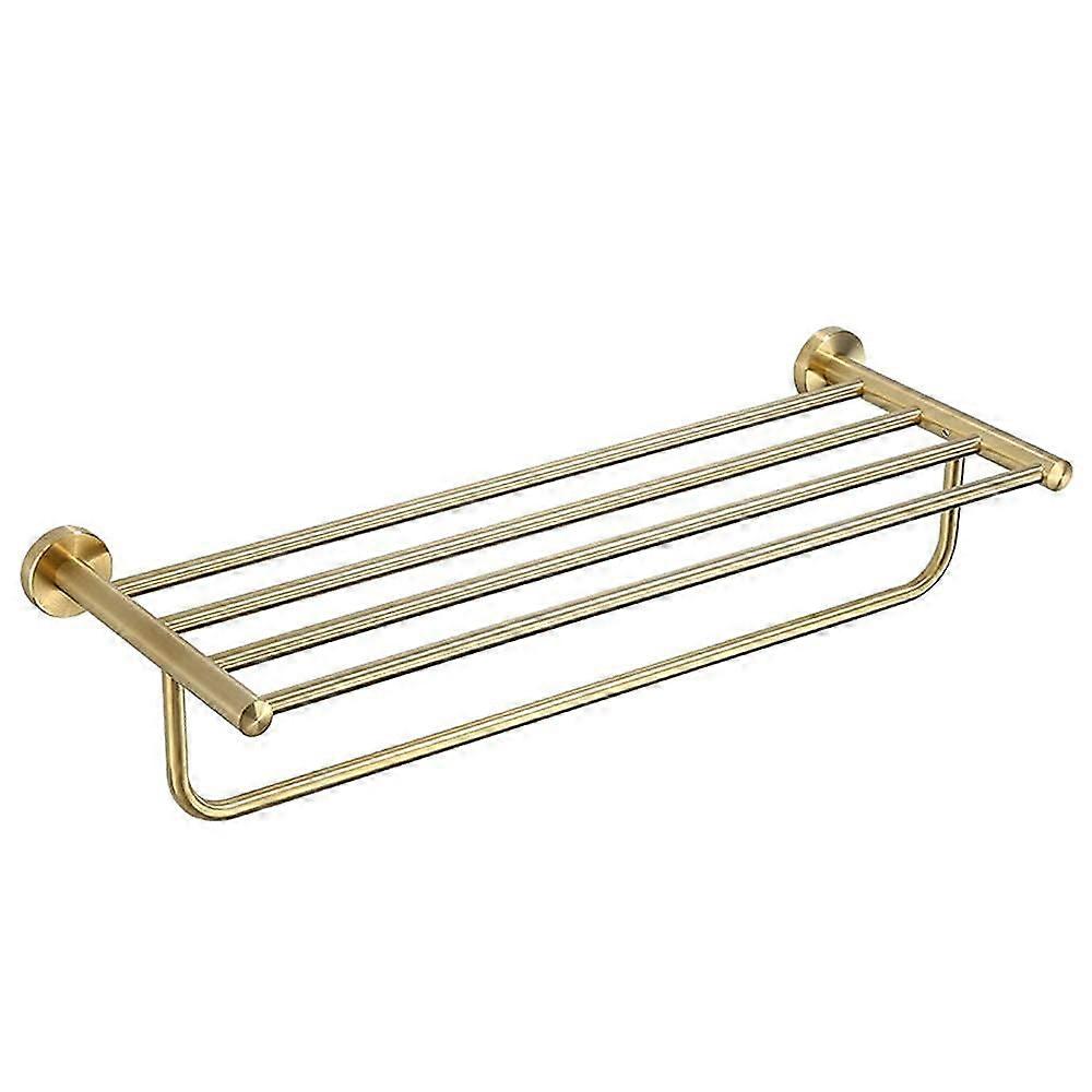 Bathroom Towel Rack Brass Double Shelf Gold Wall Mounted Rustproof Bars for Bathroom Storage