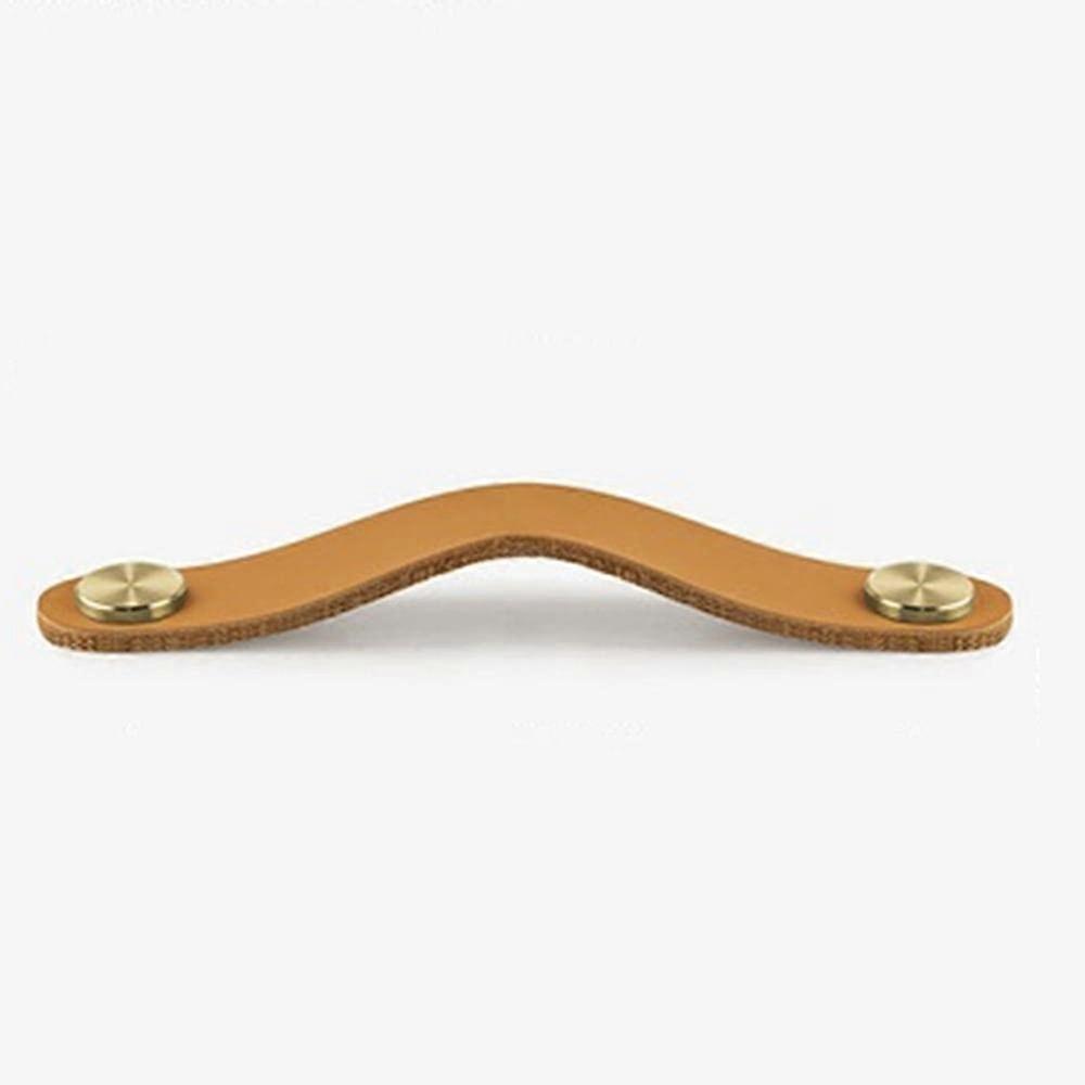 Leather Cabinet Handles 4Pcs 128mm Single Hole Leather and Copper Drawer Pulls for Wardrobe