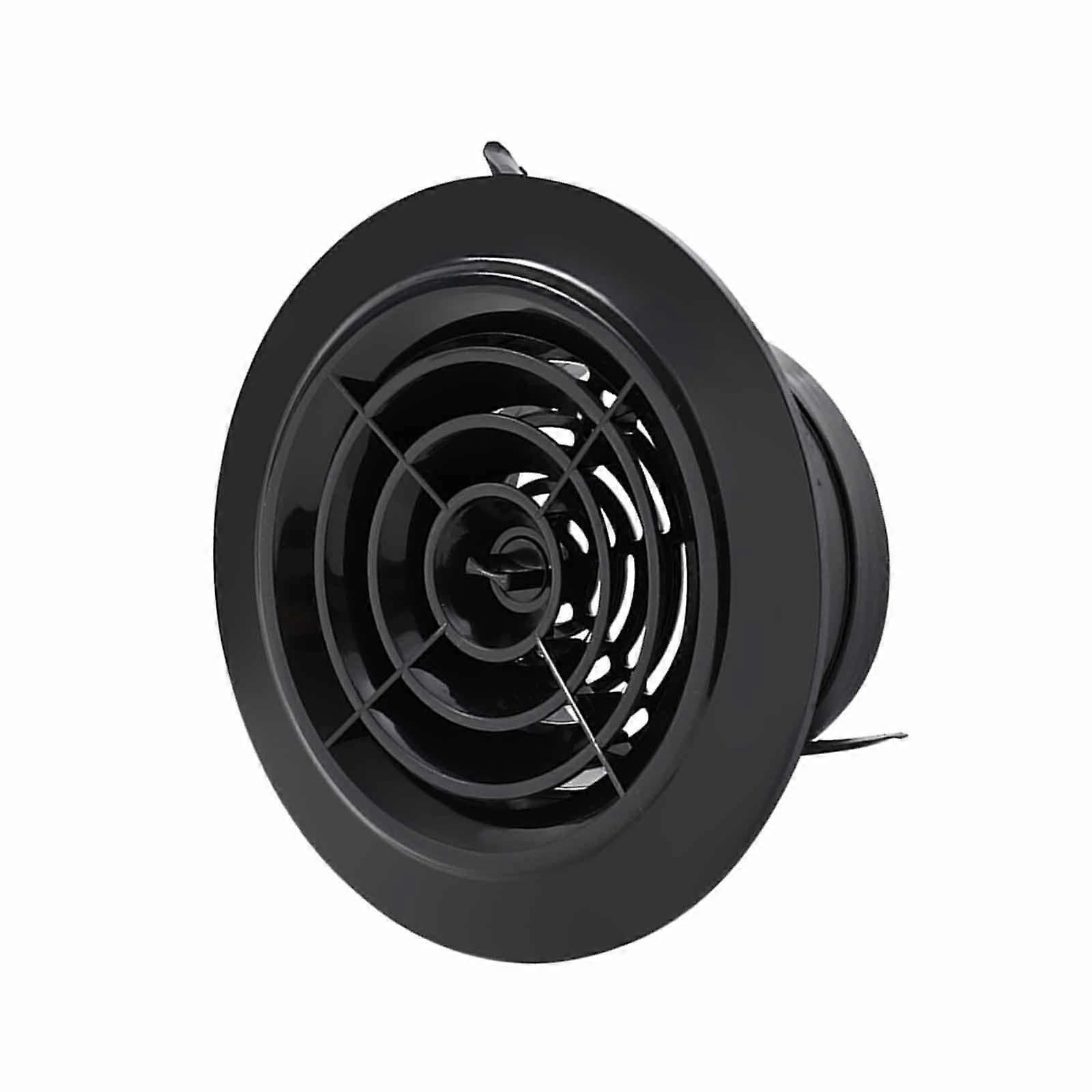 Adjustable ABS Air Vent Cover with Airflow Control for HVAC, Round Black 75mm