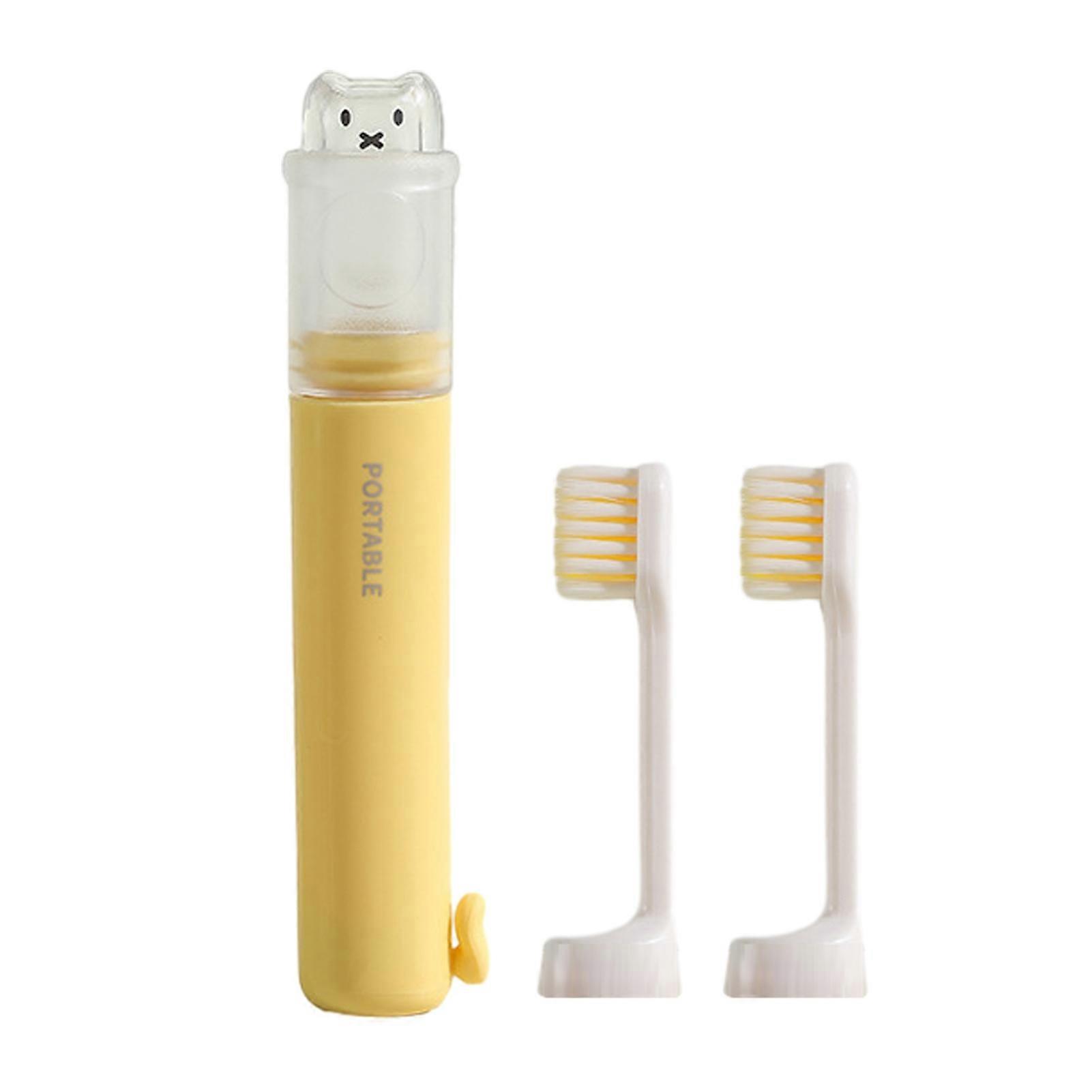 2-in-1 Multifunctional Toothbrush with 2 Replaceable Heads and Toothpaste Storage Box