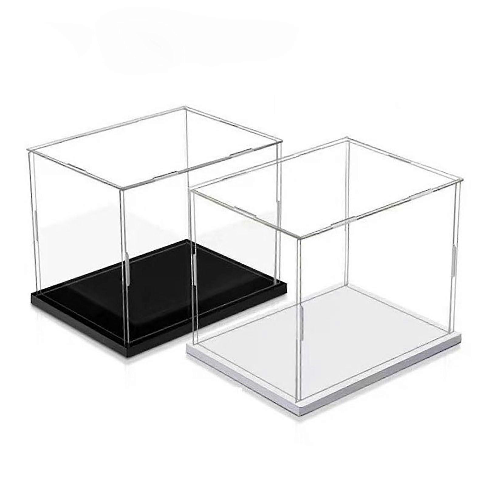 Acrylic Display Case 45cm Black Base Clear Box for Collectibles Figures Stackable Scratch Resistant