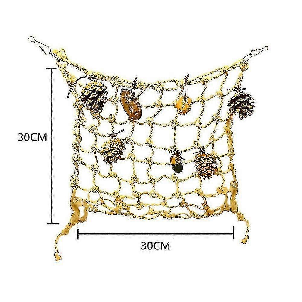 Climbing Net Toy for Birds, Nut Bite Foraging Activity - Wooden 1pc
