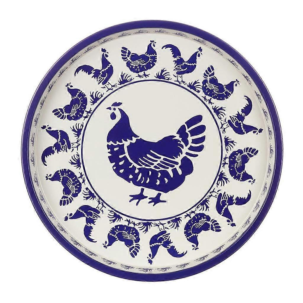 Emma Bridgewater Tea Tray Round Blue Hens Collection Serving Platter 30cm