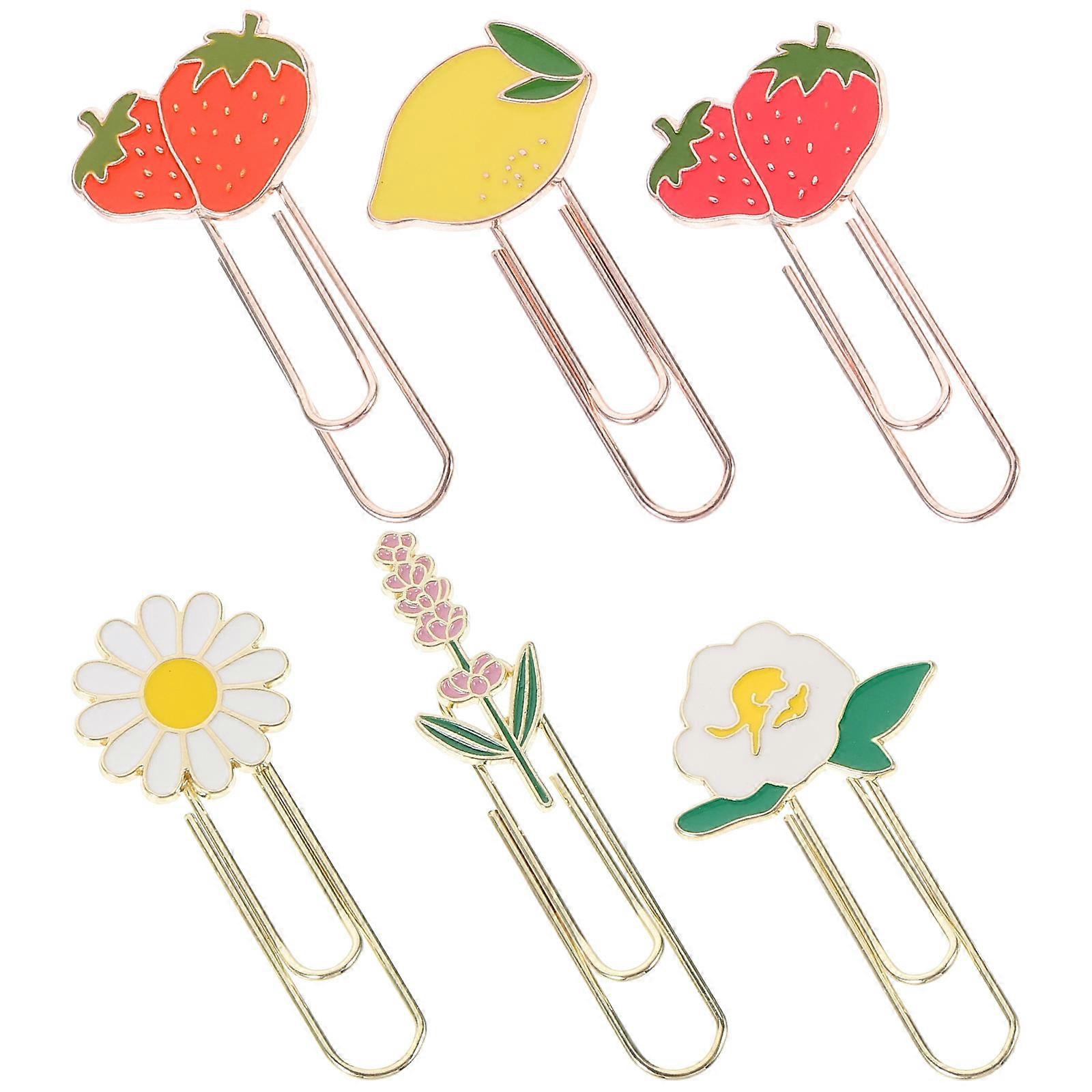 Decorative Fruit Paper Clips Metal Paper Clips for Office 6Pcs Assorted