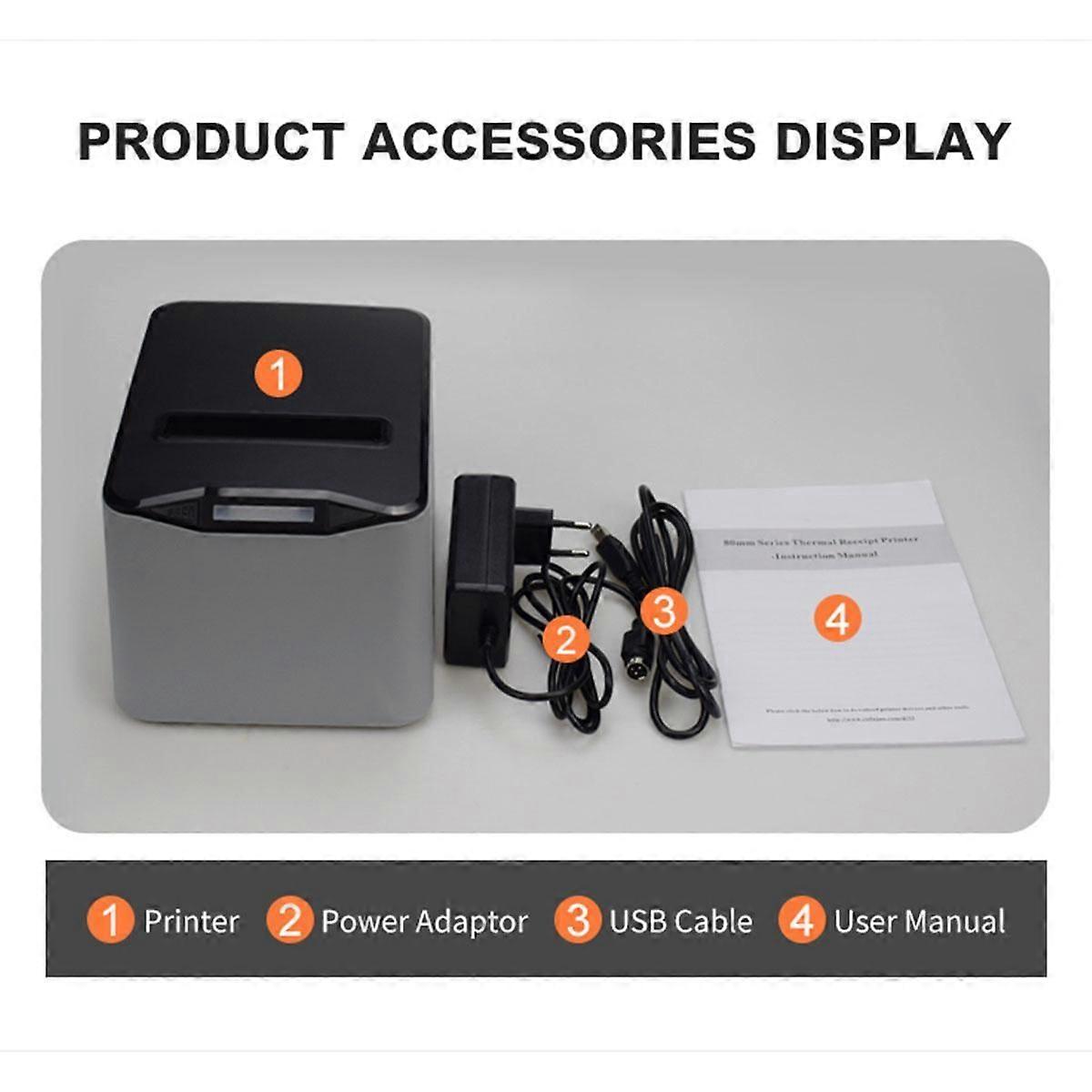 80mm Thermal Receipt Printer Automatic Cutter Restaurant Kitchen POS USB Serial LAN Wifi Bluetooth