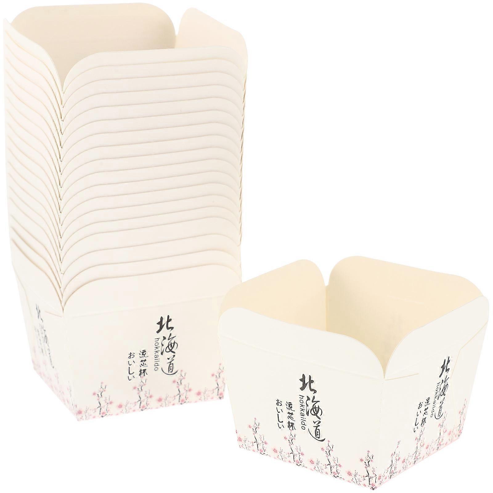 Paper Cake Cups Square Disposable for Dessert Use 100Pcs Beige Baking Cups