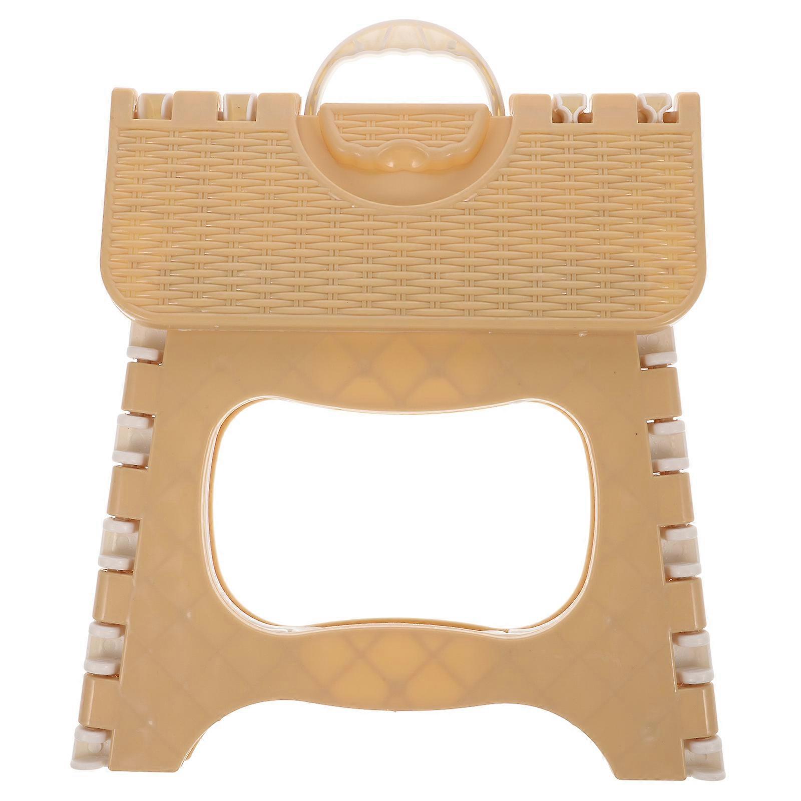 Folding Stool Portable Folding Stool for Travel Use Large Beige