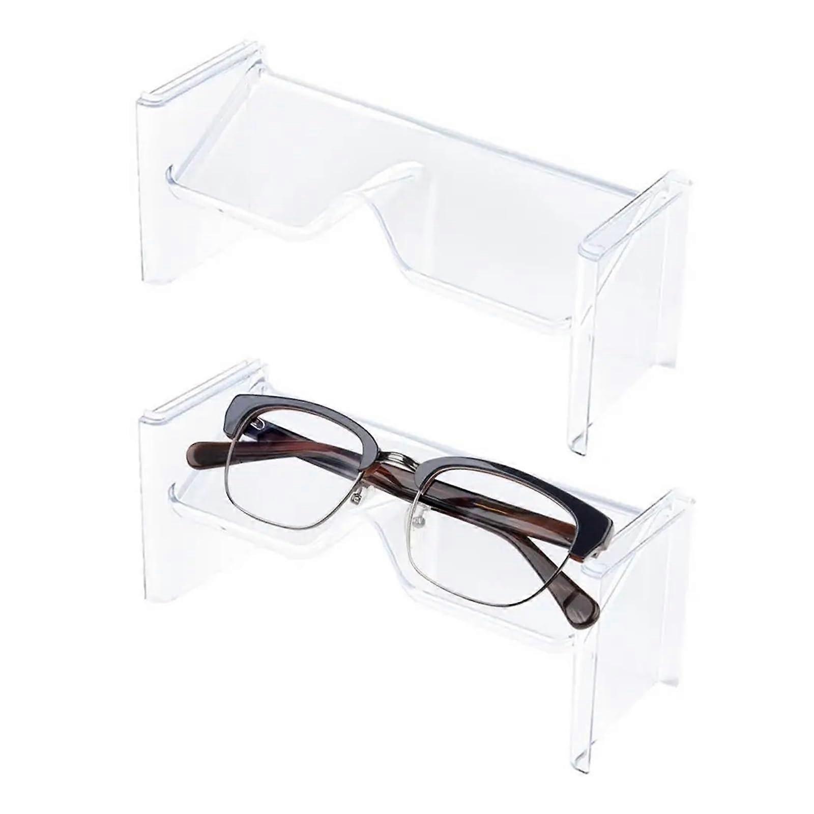 8pcs Clear Stackable Sunglasses Display Stand Dustproof Eyeglasses Organizer Rack for Desk