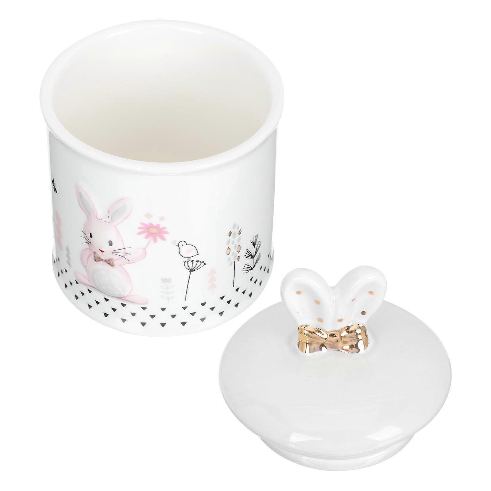 Ceramic Tea Storage Container with Rabbit Pattern for Home Use