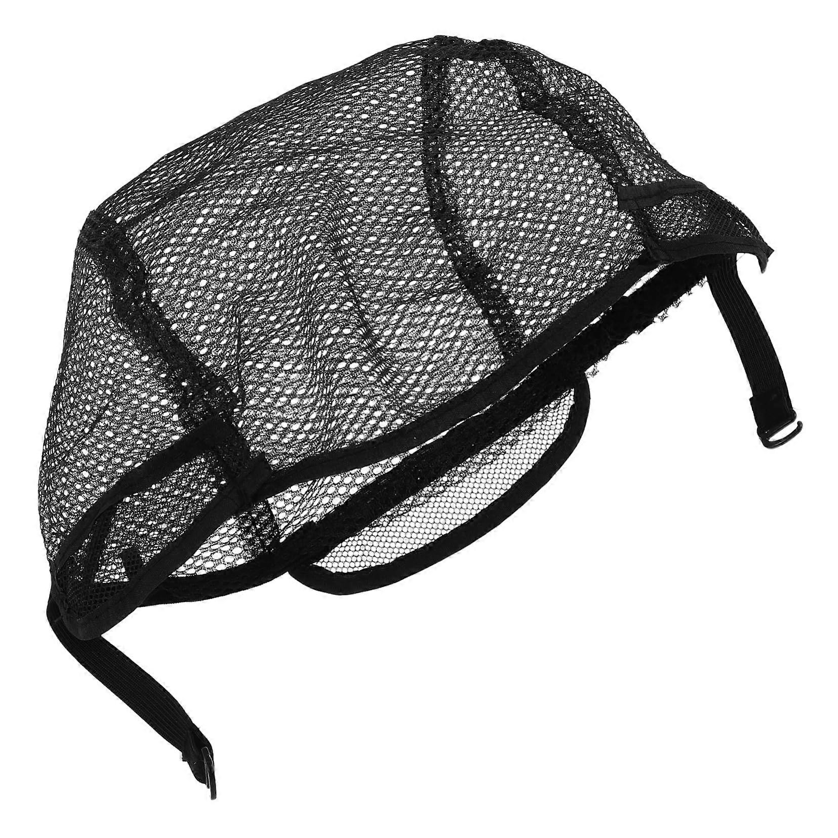 Adjustable Black Mesh Wig Caps for Weaving and Styling, Breathable Stretch Material, 2 Pack