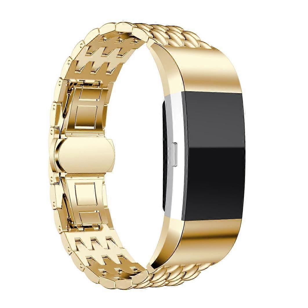 Stainless Steel Band Gold Adjustable Replacement Strap for Fitbit Charge 2 Secure Tracker