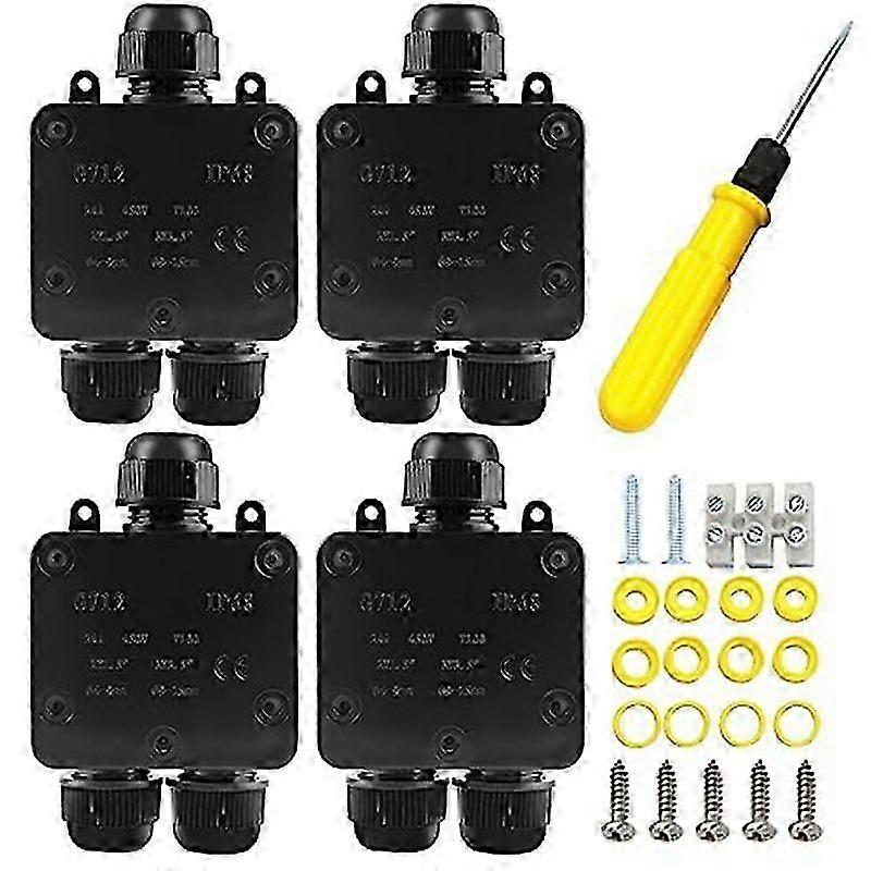 4Pcs Waterproof Junction Box for Diameter 5mm -15mm Wire