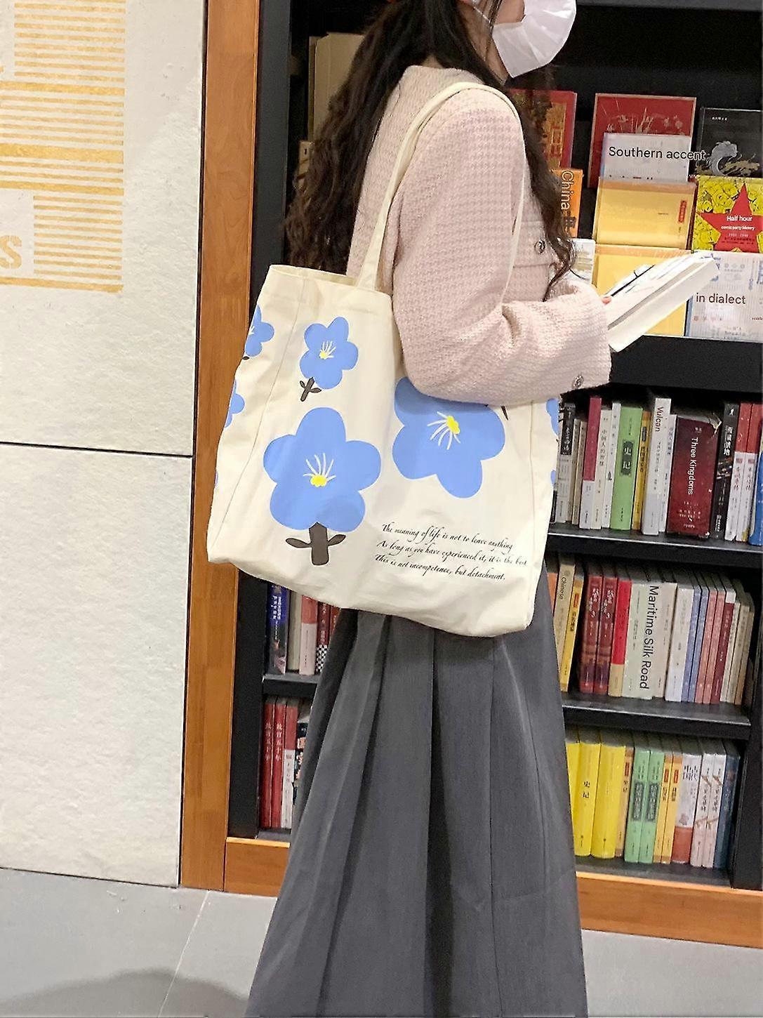 Student Canvas Backpack, Large Capacity Fresh Canvas Bag