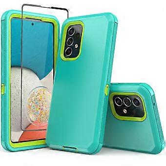 Funda compatible con Samsung Galaxy A53 5G con protector de pantalla. Funda protectora integral a prueba de golpes para Galaxy A53 5G (verde y amarillo).