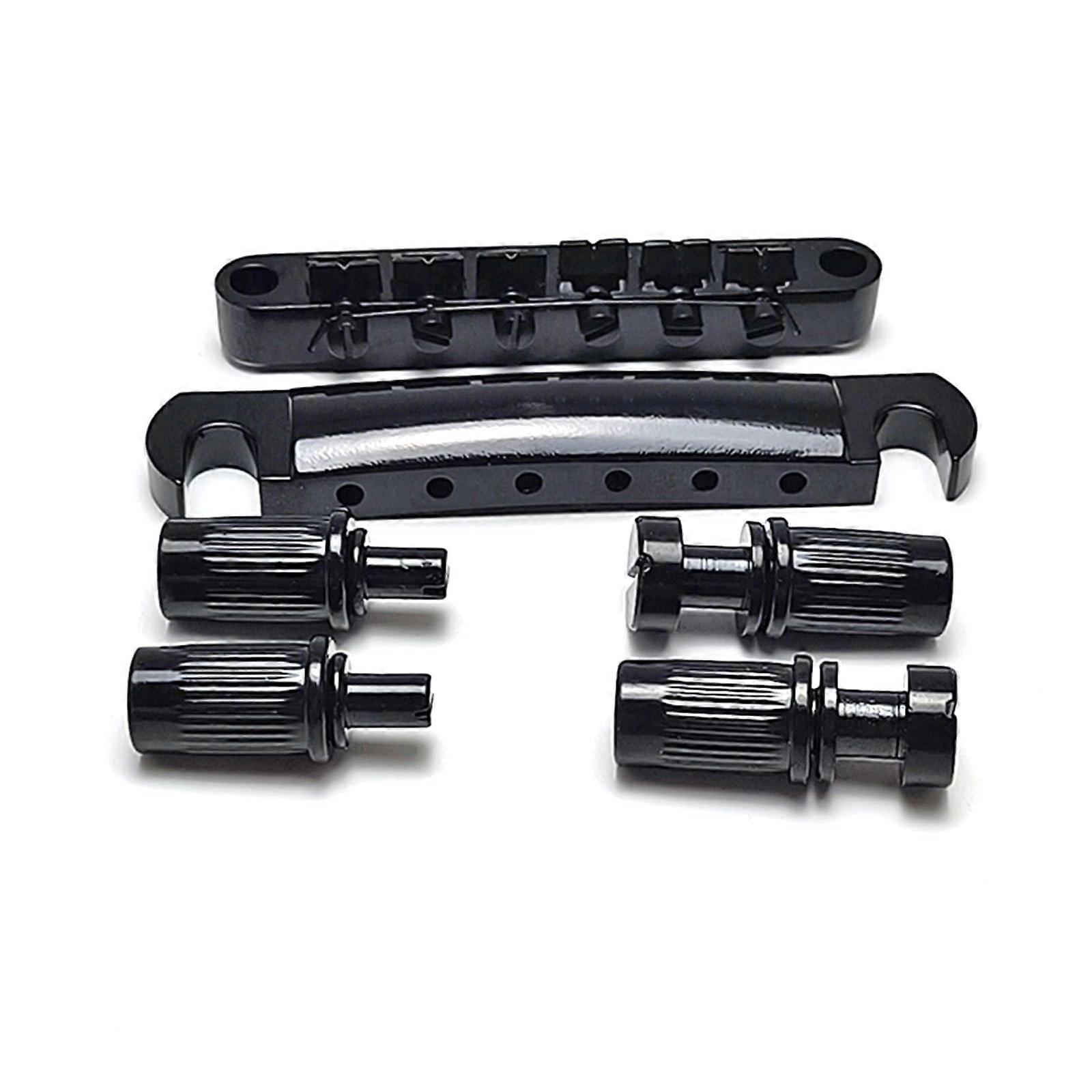 Black Electric Guitar Roller Saddle Bridge and Tailpiece 6 String Replacement Easy Installation