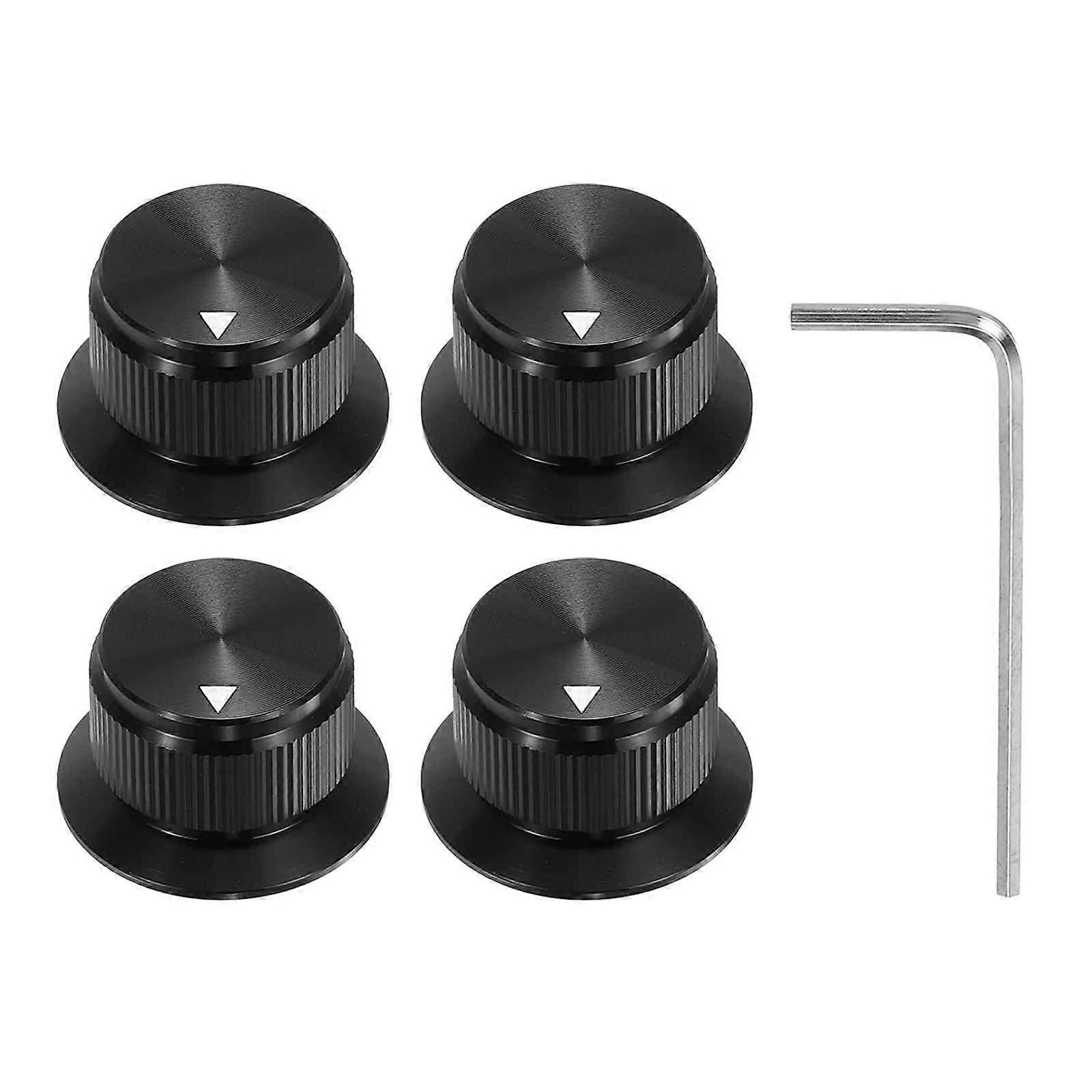 Guitar Amp Knobs 4pcs Black Aluminium Potentiometer 1/4 inch  Hat Bell Control Replacements