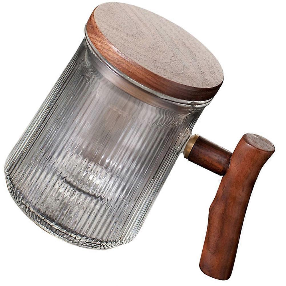 Vertical Patterned Glass Tea Mug with Infuser for Home Use