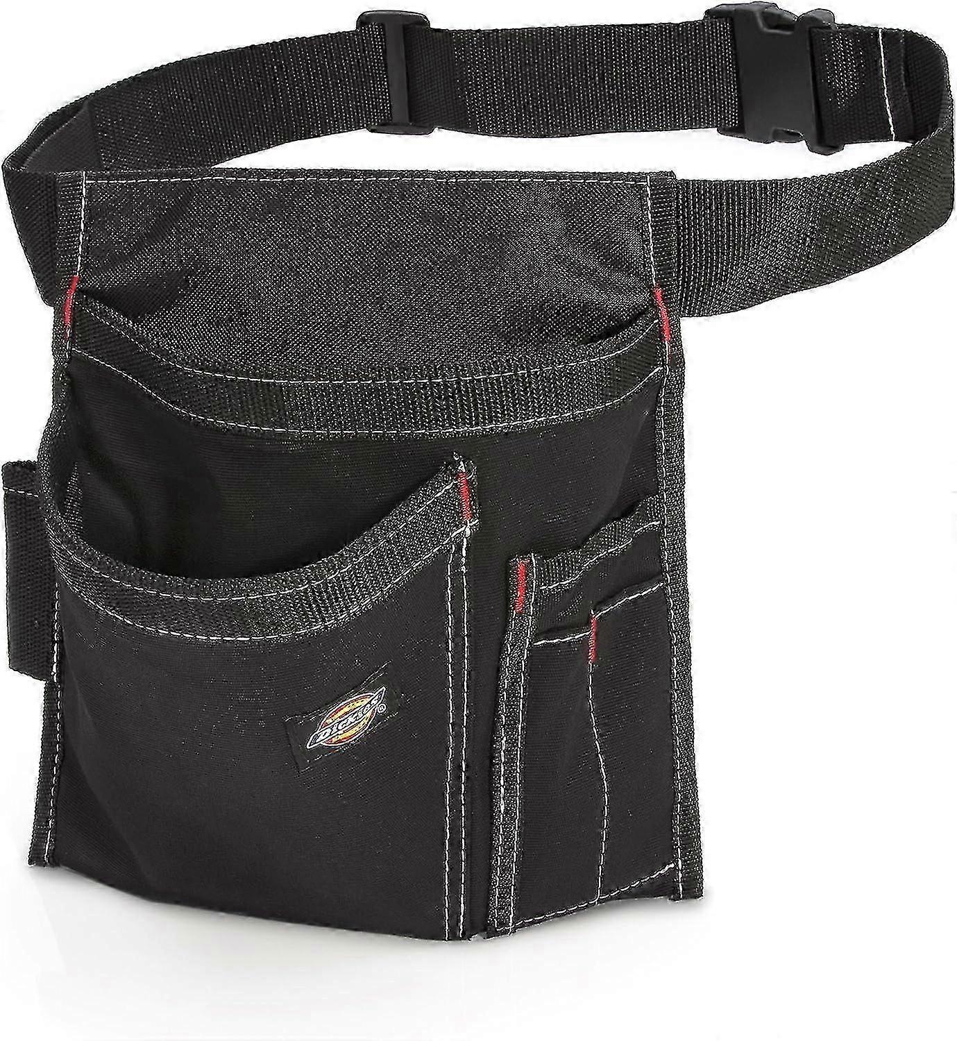 Durable Canvas Work Apron with 5 Pockets, Adjustable Tool Belt, Single Side Pouch, Black