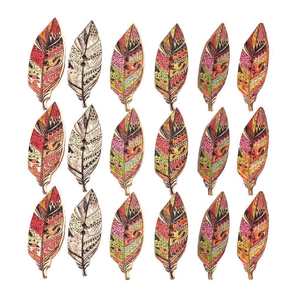 DIY Button Set Wooden Leaf Button for Clothes 200Pcs Mixed Color