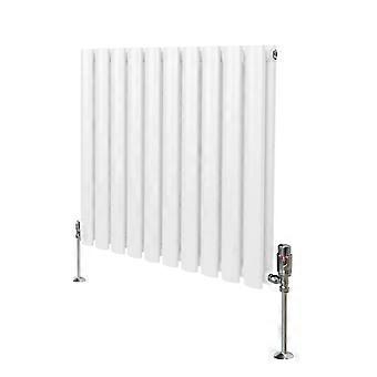 Oval Column Radiator 600mm x 600mm & TRV Chrome Valves Modern Designer Double Panel Central Heating