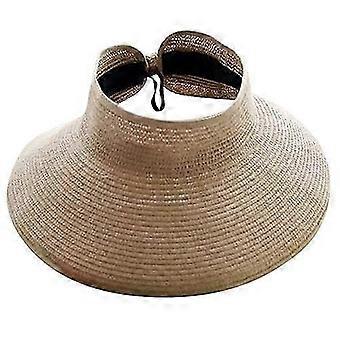 Meisje Lady Beach Zonneklep Opvouwbare Roll Up Fashion Wide Rand Straw Hat Cap