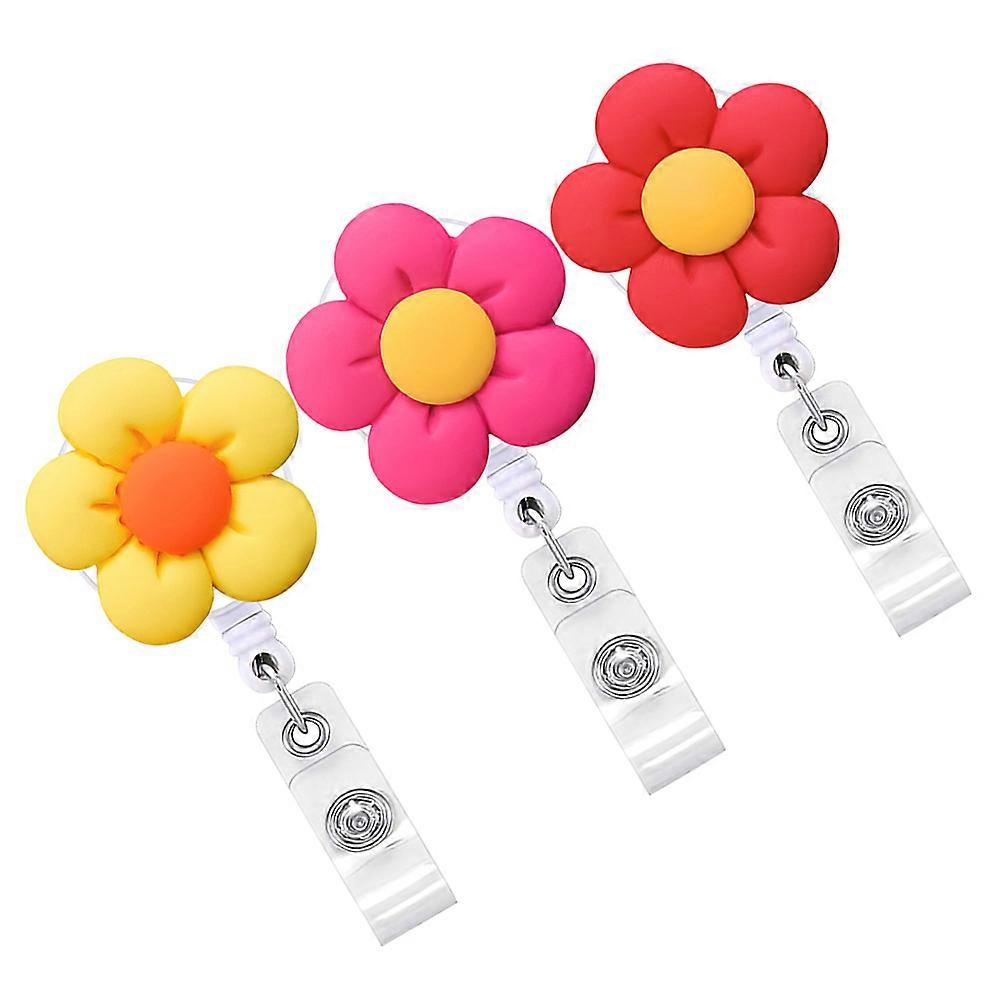 Badge Buckle Flower Shaped Multi-Function Id Card Holders with 15Pcs Retractable Clips