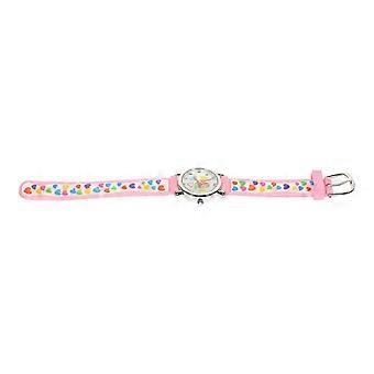 Lovely Kids Analog Watch with Heart Pattern, Silicone Strap, Girls Gift for Learning Time