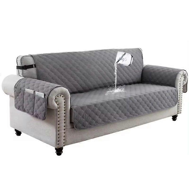 172x210cmGray - Waterproof 3 Seater Sofa Covers with Armrests, Reversible Protected Sofas