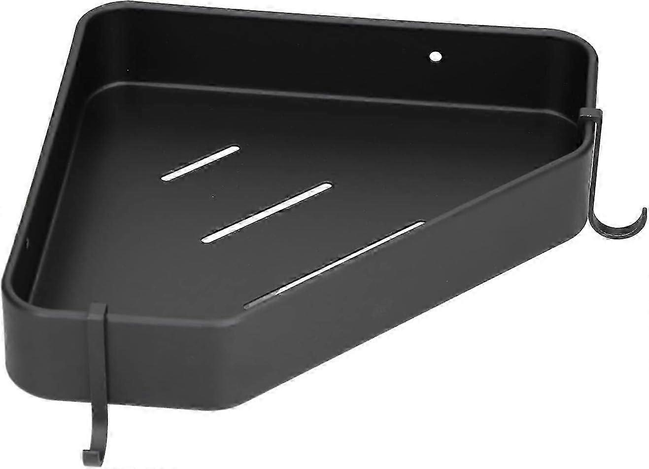 Black Corner Shower Rack with 2 Hooks