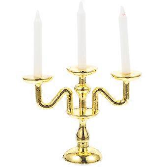 Mini House Accessories for Decor Featuring 3Pcs Golden Candlestick Models