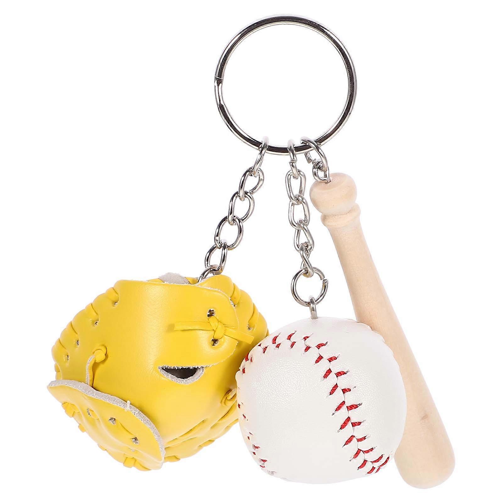 2Pcs Delicate Keychains Exquisite Baseball Keychains Decorative Softball Keychains