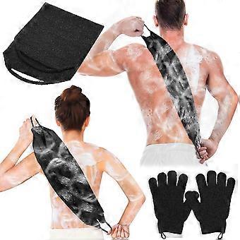 Exfoliating Back Scrubber Bath Gloves Set, Exfoliating Shower Towel with Shower