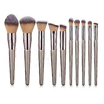 Ensemble de 10 pinceaux de maquillage couleur champagne dor, pour fond de teint, fard  paupires, sourcils, blush, outils de beaut