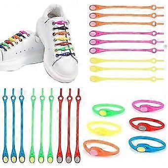 24 Pieces Elastic Silicone Shoelaces, No Tie Shoelaces for Kids and Adults, Colorful Elastic Silicone Shoelaces, Silicone Shoelace for Sports Sho zddk