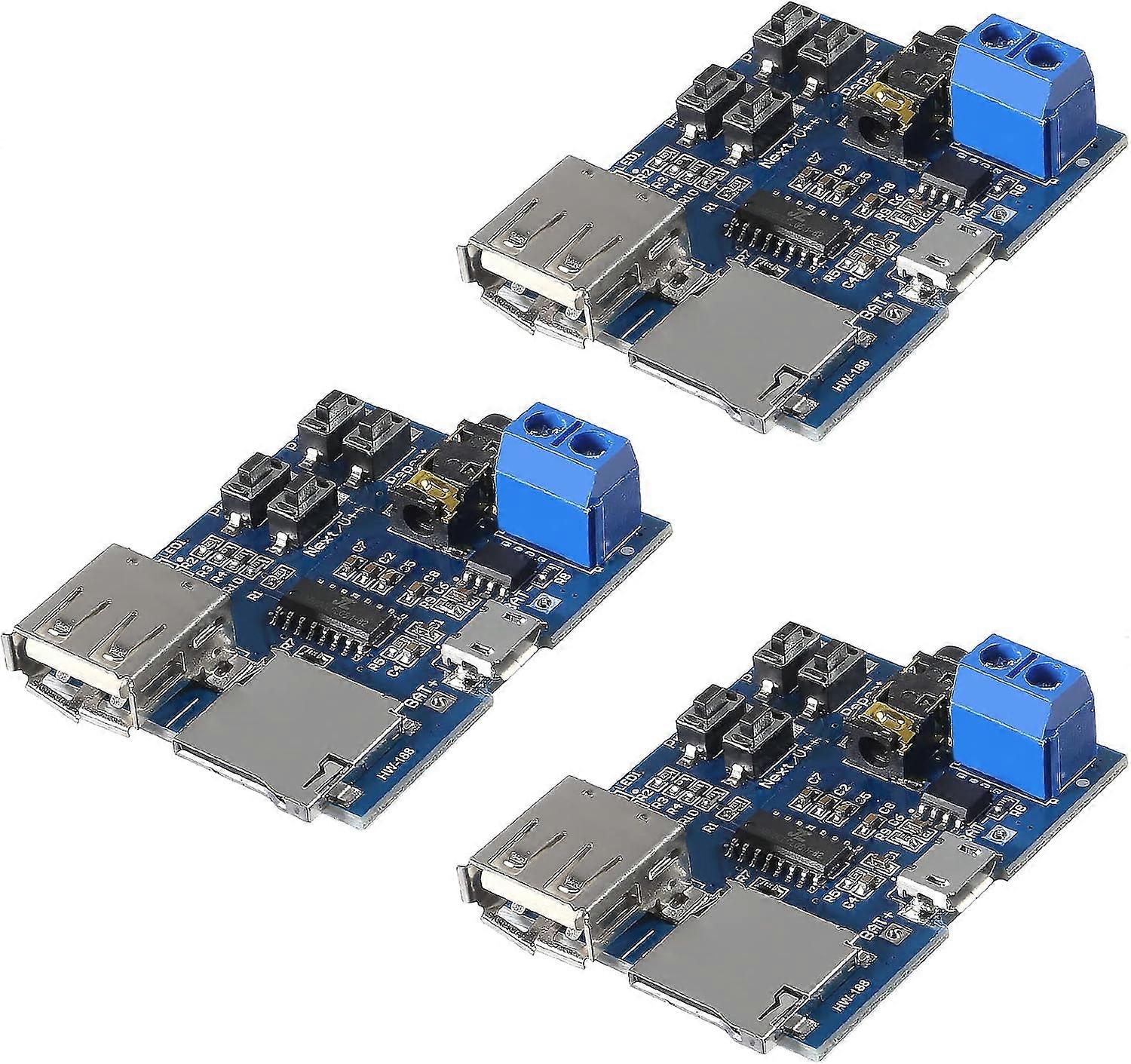 3pcs MP3 Lossless Decoder Player Module with Audio Amplifier Audio Decoding Player Module MP3 Decoder Board Support TF Card USB