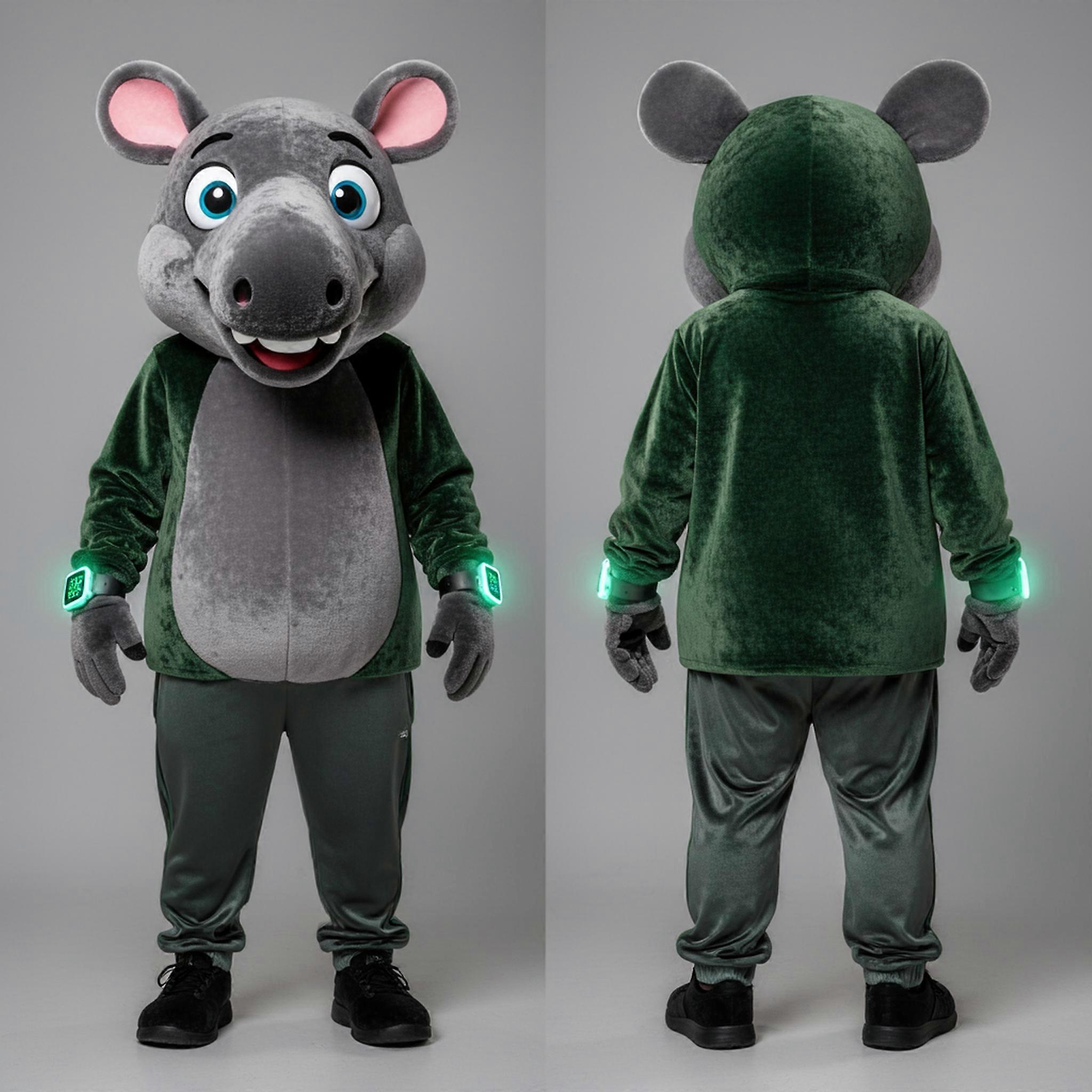 MASTICOT Forest Green Friendly Tapir Mascot