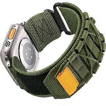 Army Green Nylon Sport Watch Band Compatible with Apple Watch Series 9 8 7 6 SE, Rugged Canvas Strap 38/40/41mm for Men