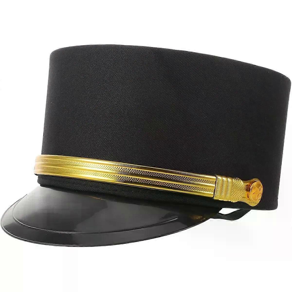 Black Train Conductor Hat Engineering Cap Classic for Adults