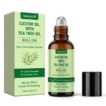 2pcs Hair care roller bottle, with castor seed oil and tea tree oil, portable refreshing massage roller bottle