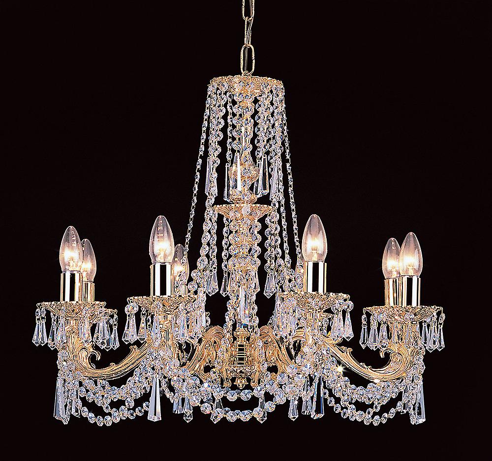 Impex Stuttgart Strass Cast Brass Gold 8 Arm Chandelier