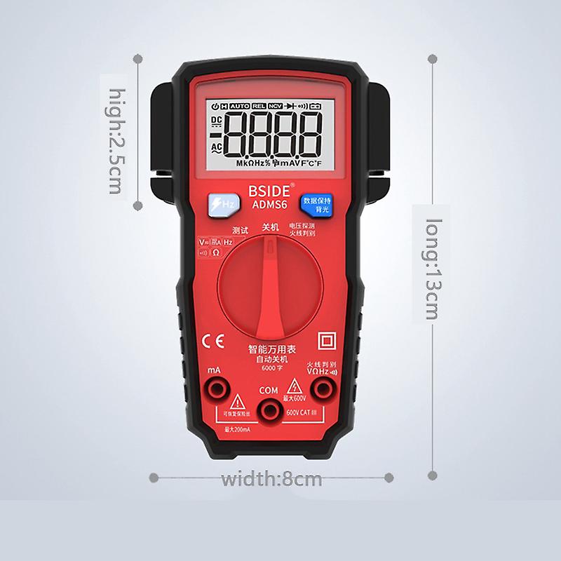 ADMS6 Intelligent Auto Smart Digital Multimeter Range 6000 Counts DMM Automatic Ohm Hz V-Alert NCV Pocket Testers