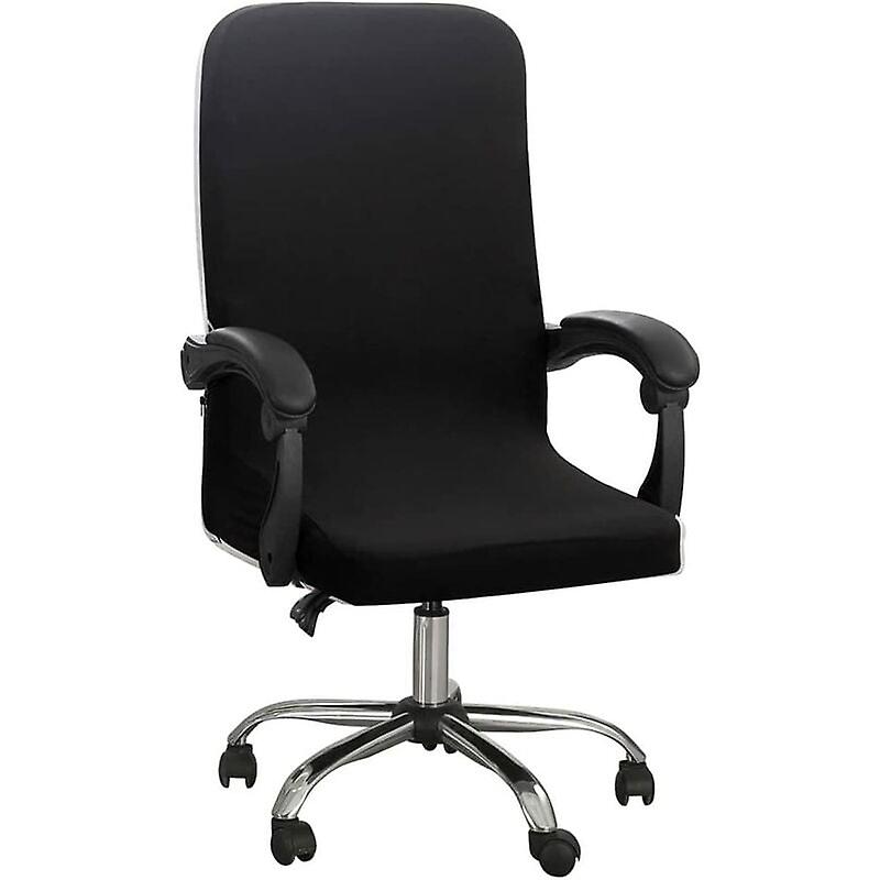 Elastic Office Chair Slipcovers Without Armrest Cover Jacquard Pattern High Back Removable Computer Chair Covers for Universal Swivel Chair Black M