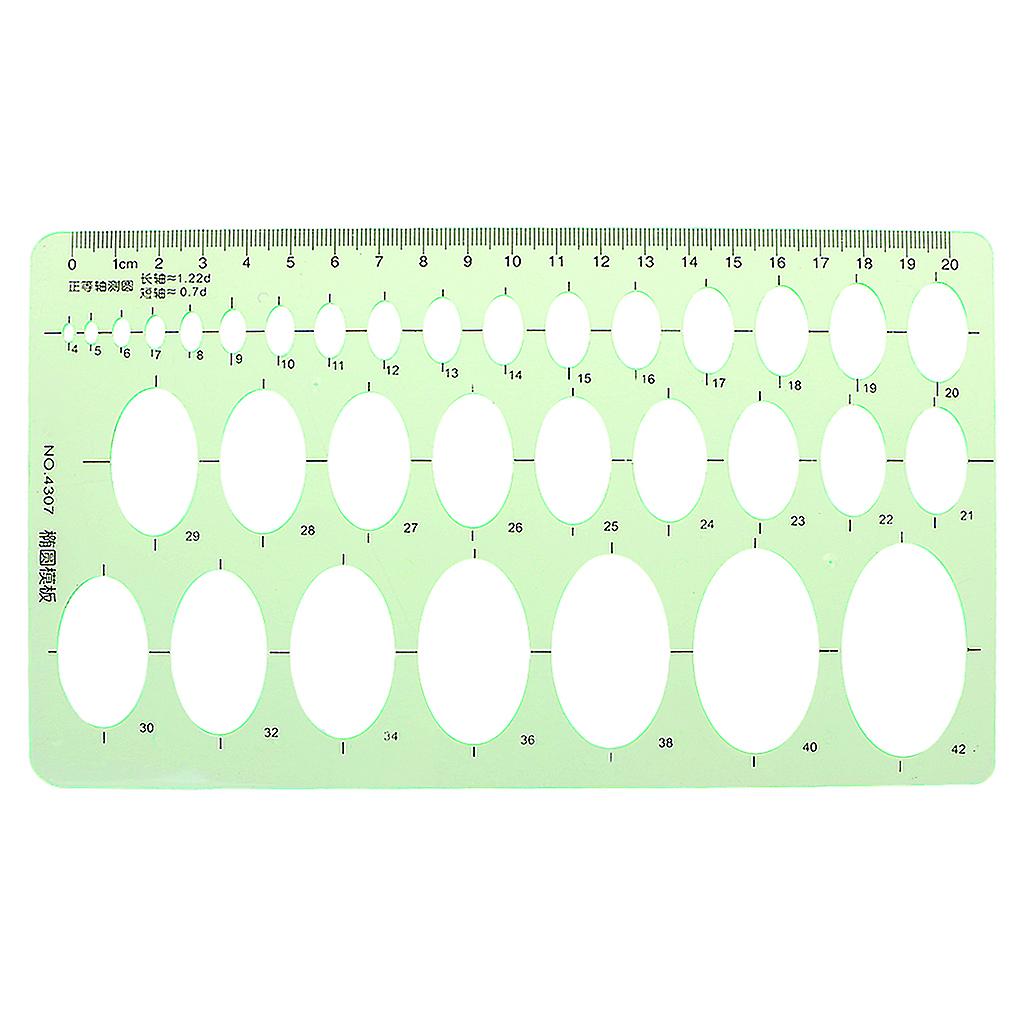Green Plastic Oval Geometric Template Ruler Stencil Measuring Tools Students Hot